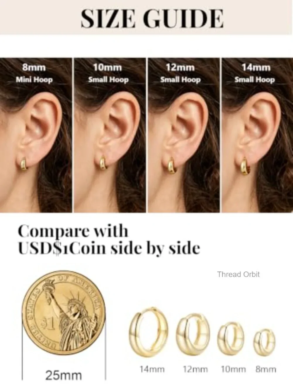 14K Gold Plated Chunky Hoop Earrings with Sterling Silver Posts,